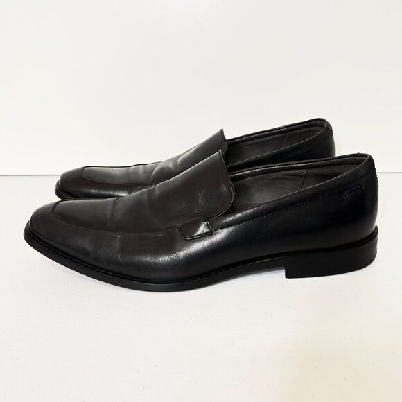 Ecco Black Leather Slip On Loafer Dress Shoes - Picture 4 of 9